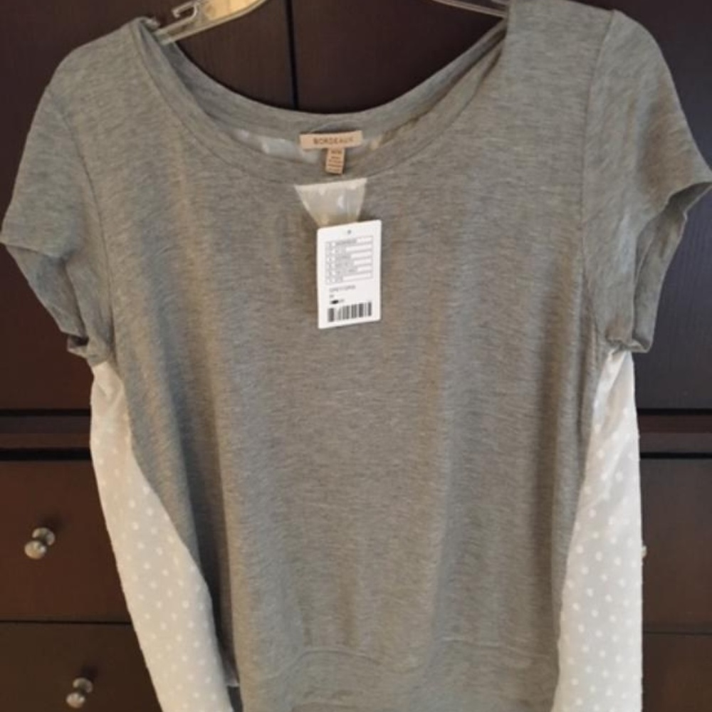 ATHROPOLOGIE BORDEAUX SHORT SLEEVE TOP SLEEVE M